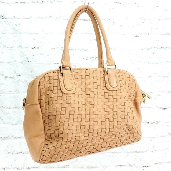 Cornelia Guest Womens Chestnut Braided Leather Convertible Handbag Purse - Picture 1 of 15